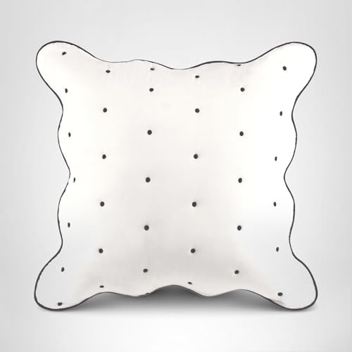 kate spade new york Scalloped Edge Euro Sham, 26" x 26" Decorative Pillow Cover, Single 100% Cotton Cover, Machine Washable, Marshmallow kate spade new york