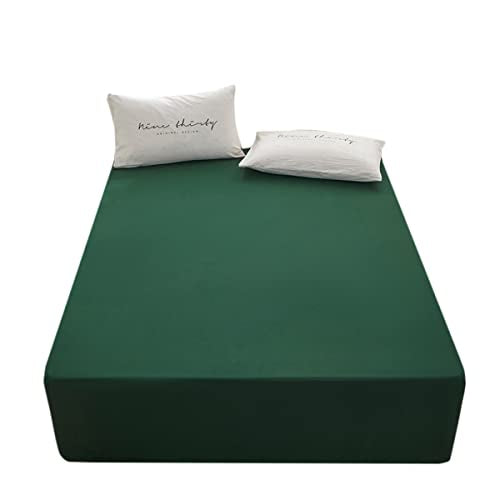 Bedding Twin Size Fitted Sheet Only - Deep Pocket - Fits 15inches Bed Matress Sheet- Bottom Sheet - Soft and Microfiber-Easy Care-Dark Green rushrushlulu