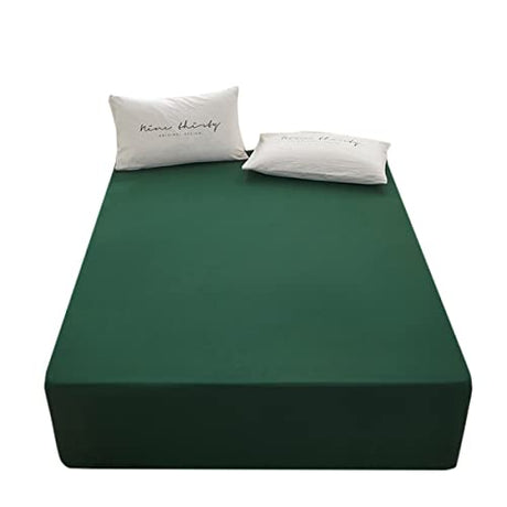 Bedding Full Size Fitted Sheet Only - Deep Pocket - Fits 15inches Bed Matress Sheet- Bottom Sheet - Soft and Microfiber - Easy Care - Dark Green rushrushlulu