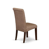 East West Furniture DOBA9-MAH-18 9 Piece Modern Dining Table Set Includes a Rectangle Wooden Table with Butterfly Leaf and 8 Brown Linen Linen Fabric Parson Chairs, 42x78 Inch, Mahogany East West Furniture