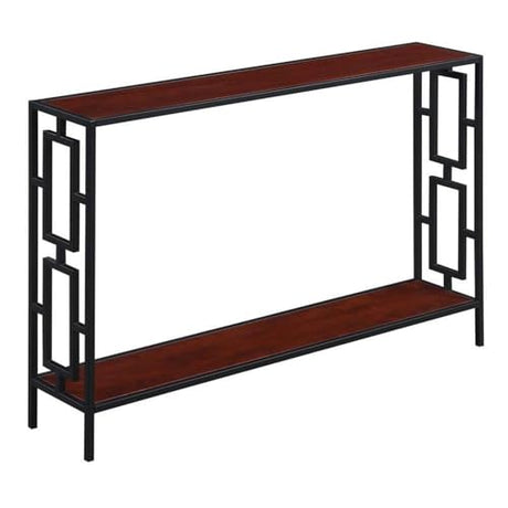 Town Square Metal Frame Console Table with Shelf, Cherry / Black Convenience Concepts
