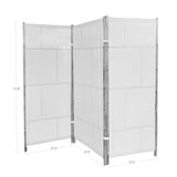 Handcrafted Bamboo 3 Panel Folding Room Divider Privacy Screen, Freestanding 6 Feet Tall Decorative Room Separator, Ecru 100% Cotton Fabric Statra