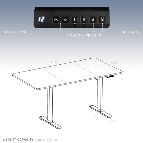 VIVO Electric 71 x 30 in Dual Motor Standing Desk, Memory Height Adjustment, E2B Series, Dark Walnut Top Black Frame, DESK-KIT-E2B7D VIVO