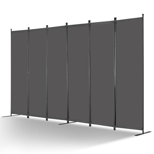 VEVOR Room Divider, 6 Panel Room Divider, Folding Privacy Screen and Portable Partition Divider for Room Separation, Freestanding Room Partitions for Office, Bedroom, Study, Grey VEVOR