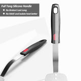 Stainless Steel Flexible Spatula Solid Turner, XiaoZu Thin Metal Spatula for Cast Iron Skillet, Thin Blade and Heat Resistant Silicone Handle, Great for Egg, Cookie, Meat, Crep, Large XiaoZu