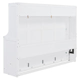 Queen Size Murphy Bed with Desk,Solid Wood Cabinet Wall Bed with Hydraulic Design,Space-Saving Folding Beds for Small Apartment Guest Room Home Office,No Box Spring Needed,White Harper & Bright Designs