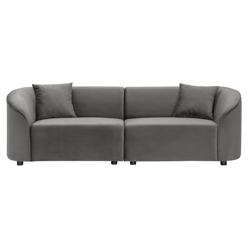 Christopher Knight Home 87.50" Curved Oversized 2 Seater Sofa, Upholstered Couch Chair, Soft Seating Lounge Chair, Cozy Loveseat with Armrest, Reading Sofas for Living Room, Home Rest, Grey Christopher Knight Home