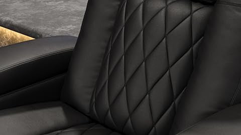Valencia Tuscany Home Theater Seat - Nappa Leather Power Recliner with Cool Gel Memory Foam, USB-C/A Charging, RGB LED Lights, Adjustable Lumbar & Headrest (Single Recliner,Black) VALENCIA THEATER SEATING