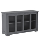 Giantex Buffet Sideboard, Wood Credenza with Sliding Doors, Storage Cabinet with Adjustable Shelf, Modern Console Table, Kitchen Cupboard, Buffet Pantry, Living Room Dining Room Furniture (Gray) Giantex
