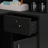 AIEGLE L-Shaped Reception Desk Counter Table with Lockable Drawers & Storage Shelves, Private Workstation for Salon Reception Room Checkout Office, Black (55.9" L x 32.3" W x 48.4" H) AIEGLE