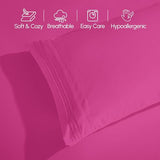Elegant Comfort Luxurious 1500 Premium Hotel Quality Microfiber Three Line Embroidered Softest 4-Piece Bed Sheet Set, Wrinkle and Fade Resistant, Queen, Hot Pink