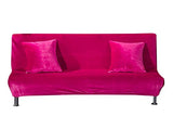 vannawong Folding Sofa Slipcover Stretch Armless Futon Couch Covers Plush Velvet Soft One Piece T Cushion Sleeper Bed Lounge Covers Removable Solid Color Hot Pink 160-190cm/62-74 vannawong