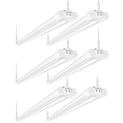 6 Pack 4FT Linkable LED Shop Light, Utility Shop Light Fixture, 4400lm, 42W [250W Equivalent], 5000K Daylight Shop Lights for Garage, Hanging or Surface Mount, with Power Cord, ETL,White