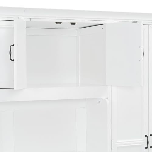 Merax Murphy Bed Wall Bed with Wardrobe, Cabinet and Desk, Twin Size, White Merax