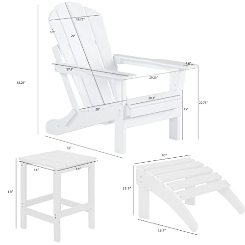 WestinTrends Malibu Outdoor Lounge Chairs Set, 5-Pieces Adirondack Chair Set of 2 with Ottoman and Side Table, All Weather Poly Lumber Patio Lawn Folding Chair for Outside, Turquoise