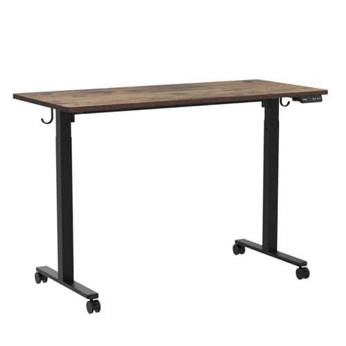 Cubiker Standing Desk 48 x 24 Inch, Stand up Height Adjustable Desk, Home Office Electric Table, Sit Stand Desk with Splice Board, Black Frame & Rustic Brown Desktop - WoodArtSupply