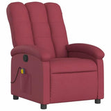 vidaXL Massage Recliner Chair, Adjustable Reclining Armchair for Elderly, Wingback Recliner for Home Theater Cinema, Modern Style, Wine Red Fabric