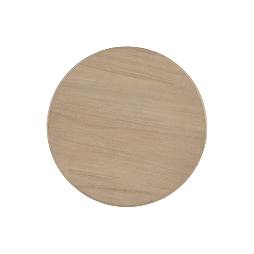 Powell Natural Tarkin Round Wood Turned Spindle Pedestal Side Accent Table Powell