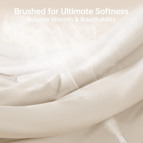 MUXHOMO Beige King Size Comforter Set, All Season Ultra Soft Down Alternative Bedding - 3 Piece Lightweight Bed Set Includes 1 Comforter (104"x90") and 2 Pillow Shams (20"x36") MUXHOMO