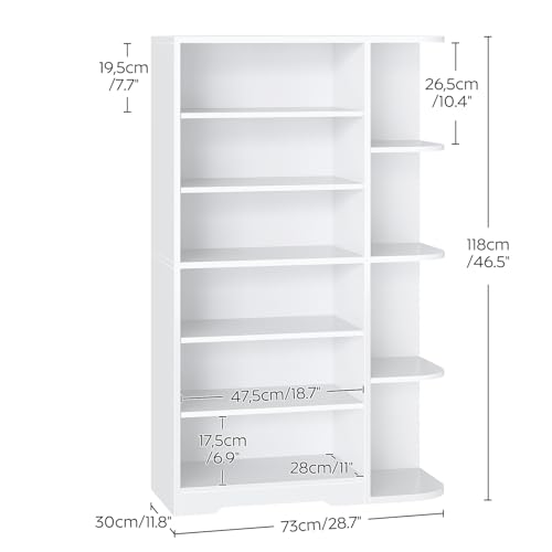 YATINEY Tall Shoe Cabinet with Open Storage, Multifunctional Shoe Rack, 7-Tier Wooden Shoe Storage Cabinet with Adjustable Shelves, Entryway Shoe Organizer for Closet, Hallway, White SC02WT YATINEY