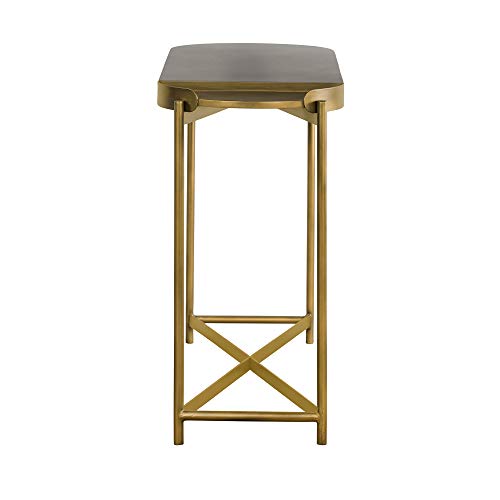 Armen Living LCDUCNCC Dua Grey Concrete Console Table with Antique Brass Armen Living