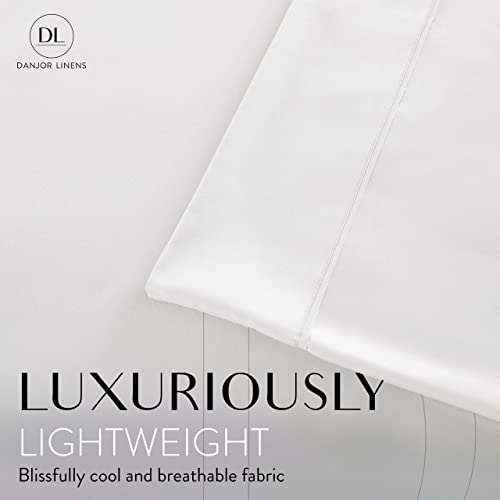 Danjor Linens Twin Bunk Bed Sheets w/ 2 Pillowcases, Lightweight Brushed Microfiber Deep Pockets, 4 Piece Fitted Bedding Sets, White Danjor Linens