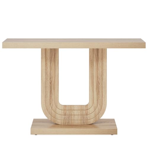 Tribesigns Farmhouse Entryway Table, 39" Narrow Console Table with Geometric Base, Wood Skinny Sofa Table Behind Couch with Storage for Living Room, Hallway, Foyer, Entrance - WoodArtSupply