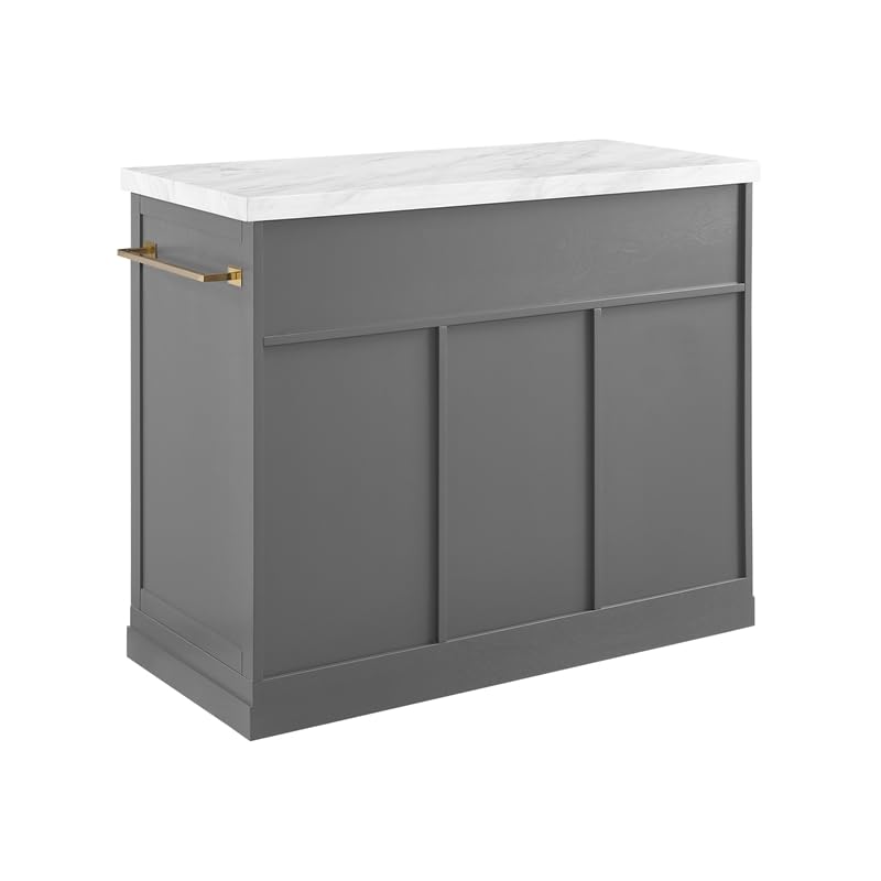 Pemberly Row Modern Wood Kitchen Island with Storage in Gray/White