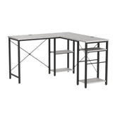Bestier L Shaped Desk with Shelves 75 Inch Reversible Corner Computer Desk or 2 Person Long Table, Writing Study Desk for Home Office Small Space Bedroom Apartment, Wash White Bestier