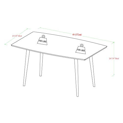 Walker Edison 6 Person Mid Century Modern Wood Hairpin Rectangle Dining Room Kitchen Table Set Dining Chairs, 60 Inch, Brown Walker Edison