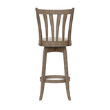 Hillsdale 29.5" Savana Wood Swival Bar Height Stool, Brown Gray Hillsdale