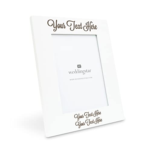 WEDDINGSTAR Customizable Wooden 5" x 7" Picture Frame White - Custom Script Text - WoodArtSupply