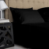 1000-Thread-Count 100% Pure Cotton Bed Sheets -4 Pc King Size Black Sheet Set, Single Ply Long Staple Combed Cotton Yarns, Best Luxury Sateen Weave, Fits Mattress Upto 17'' Deep Pocket Comfortica Classics