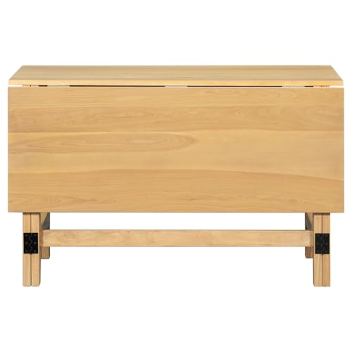 Merax Farmhouse Wood Extendable Dining Table with Drop Leaf for Small Places, Modern Freestanding Scalable Desk for Kitchen & Living Room, Natural Merax