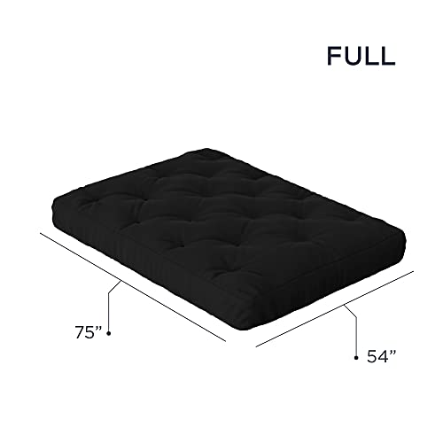 Royal Sleep Products by The Futon Factory 12 inch Foam Futon Mattress - Solid Black Fabric - Full Size - CertiPUR Certified Foams - Made in USA - (Frame not Included) Royal Sleep Products
