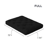 Royal Sleep Products by The Futon Factory 12 inch Foam Futon Mattress - Solid Black Fabric - Full Size - CertiPUR Certified Foams - Made in USA - (Frame not Included) Royal Sleep Products