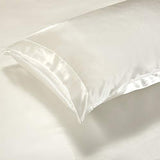 AiMay Satin Duvet Cover Set Bedding Sets Luxury Rich Silk Silky Super Soft Solid Color 2 Piece (1 Duvet Cover +1 Pillowcase) Honeymoon Sexy Reversible Stain-Resistant Wrinkle Free (Twin, Off White) AiMay