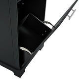 Ball & Cast Fluted Kitchen Island with Trash Can Storage Cabinet,Power Outlet,Internal Storage Rack,Rolling Kitchen Islands On 5 Wheels W/3 Drawers & 3 Open Side Racks for 10 Gallon Garbage Bin,Black Ball & Cast