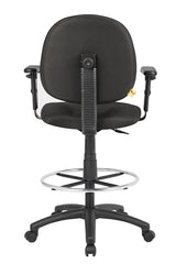 Boss Office Products B1691-BK Stand Up Fabric Drafting Stool with Adjustable Arms in Black Boss Office Products