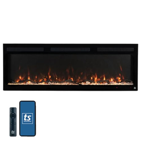 Touchstone Smart Electric Fireplace-The Fury 57" Wide- 4.5" Thin in Wall Recessed-100 Realistic Flame/Ember Bed Color Combos-1,500W Heater-Larger Viewing Area-Alexa/WiFi Enabled Touchstone