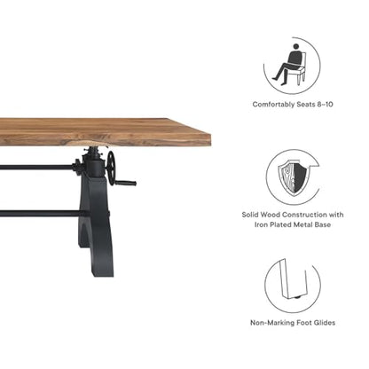 Modway 96" Adjustable Counter/Bar-Height Dining or Conference Table in Black Natural