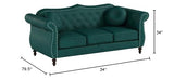 Container Furniture Direct Anna1 Chesterfield Velvet Couches for Living Room, Button Tufted Luxury Upholstery with Rolled Arms, High-Density Foam, Durable Wood Frame, 79.5" Sofa, Pine Green Container Furniture Direct