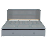 Harper & Bright Designs Queen Size Murphy Bed Cabinet, Solid Pine Wall Bed Chest with USB, Charging Station and Large Storage Drawer for Home Office or Small Room - Gray Harper & Bright Designs