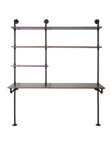 OLDRAINBOW Industrial Pipe Computer Desk with Shelves,Wall Mounted Laptop Desks for Small Spaces,59 inch Bookshelf Narrow Writing Desk with Floating Shelves OLDRAINBOW