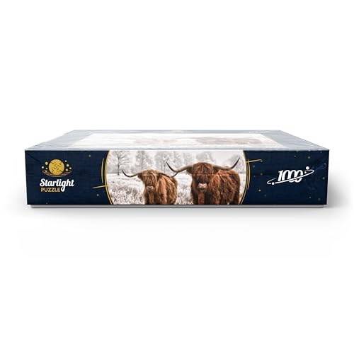 MyPuzzle Hairy Scottish Highland Cattle in A Winter Landscape - Premium 1000 Piece Jigsaw Puzzle for Adults