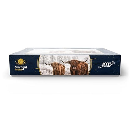 MyPuzzle Hairy Scottish Highland Cattle in A Winter Landscape - Premium 1000 Piece Jigsaw Puzzle for Adults