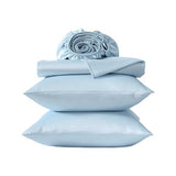 Laura Ashley - Twin Sheet Set, 100% Soft & Silky Smooth Satin Bed Sheets, Deep Pockets, Bedding with Matching Fitted Sheet & Pillowcase (Bliss Blue) Laura Ashley