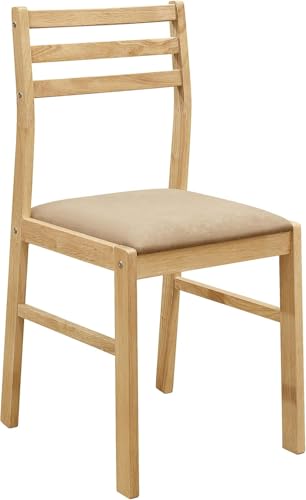 CARTESIAN 3-Piece Drop Leaf Dining Set, Natural Wood Table and 2 Chairs with Beige Cushions, Small Space Kitchen Furniture CARTESIAN