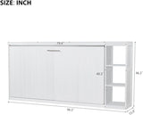 Virubi Twin Horizontal Murphy Bed with Storage Shelves,Wood Fold Up Modern Murphy Wall Bed Cabinet with Storage Bookcase for Adults (White,Twin) Virubi