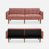 mopio Aaron Couch, Small Sofa, Futon, Sofa Bed, Sleeper Sofa, Loveseat, Mid Century Modern Futon Couch, Sofa Cama, Couches for Living Room, Bedroom (Old Rosa, Velvet) mopio